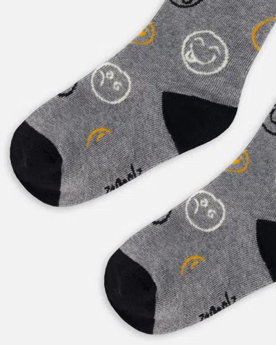Shop Deux Par Deux Boy's Jacquard Socks Dark Grey