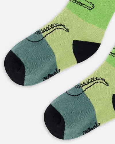 Shop Deux Par Deux Boy's Jacquard Socks Multi Green