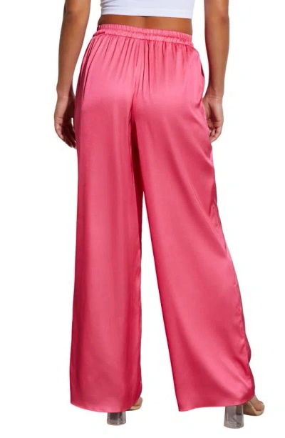 Shop Vici Collection Aurelia Wide Leg Satin Drawstring Pants In Pink