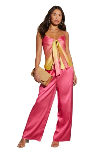 Shop Vici Collection Aurelia Wide Leg Satin Drawstring Pants In Pink