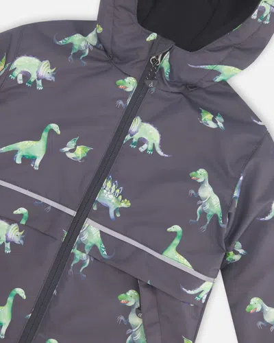 Shop Deux Par Deux Baby Boy's Two Piece Hooded Coat And Pant Mid-season Set Grey Printed Dinosaurs