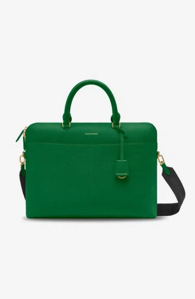 Maison De Sabre Top Handle Leather Laptop Bag In Emerald Green