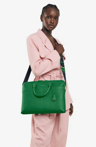Maison De Sabre Top Handle Leather Laptop Bag In Emerald Green