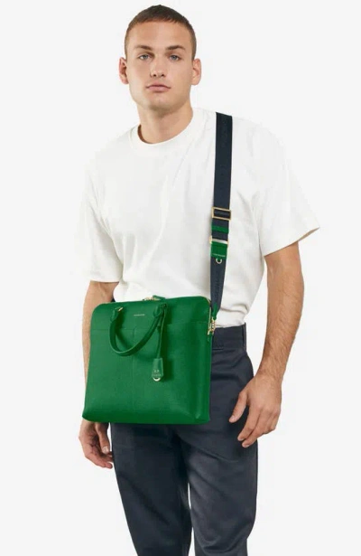 Shop Maison De Sabre Maison De Sabré Leather Laptop Bag In Emerald Green