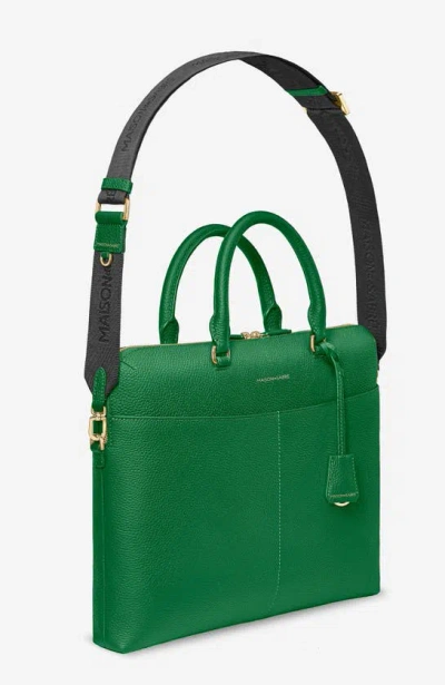 Maison De Sabre Top Handle Leather Laptop Bag In Emerald Green