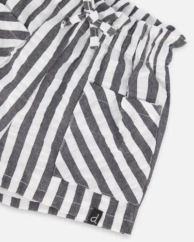 Shop Deux Par Deux Baby Girl's Striped Seersucker Short Black In Black Stripe