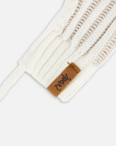 Shop Deux Par Deux Baby Unisex Knit Mittens With Cord Off White