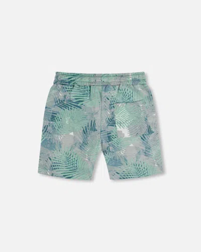 Shop Deux Par Deux Baby Boy's Organic Cotton Jersey Short Green Jungle Leaves Print