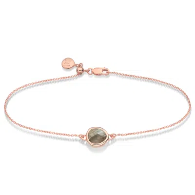 Shop Monica Vinader Rose Gold Siren Fine Chain Bracelet Labradorite