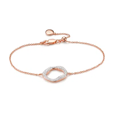 Shop Monica Vinader Rose Gold Riva Diamond Circle Chain Bracelet Diamond
