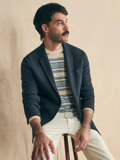 Shop Faherty Inlet Knit Blazer In Black Sky Melange