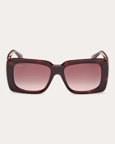 Shop Max Mara Women's Dark Havana Glimpse 3 Rectangular Sunglasses In Brown