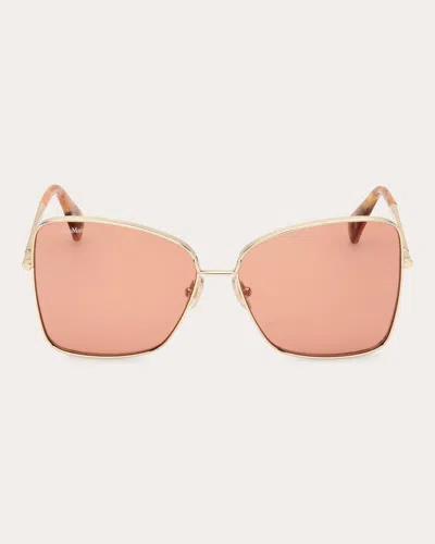 Shop Max Mara Women's Goldtone & Brown Menton 1 Butterfly Sunglasses In Goldtone/brown