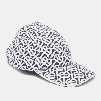 Pre-owned Burberry Blue Monogram Print Cotton Baseball Cap L