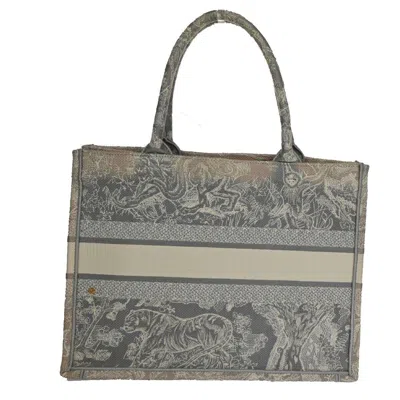 Shop Dior Book Tote Grey Canvas Handbag ()