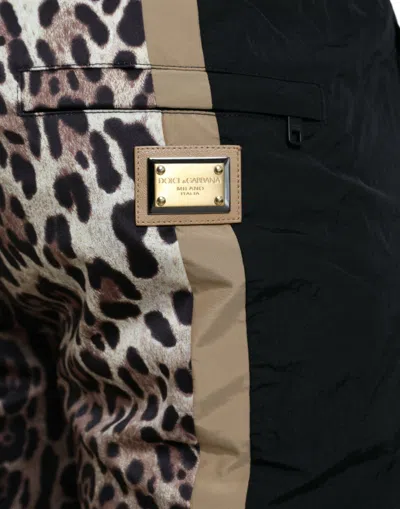 Shop Dolce & Gabbana Brown Leopard Print Polyester Jogger Men's Pants
