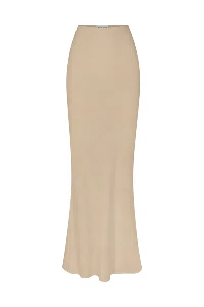 Shop Anemos Bias-cut Maxi Skirt In Stretch Twill In Taupe