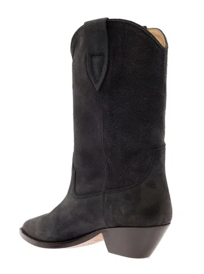 Shop Isabel Marant 'duerto' Beige Western Style Boots In Suede Woman In Black