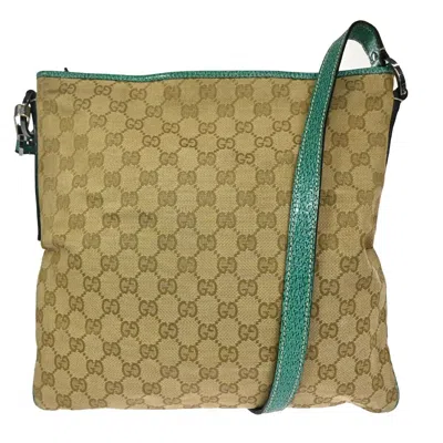 Shop Gucci Gg Pattern Beige Canvas Shoulder Bag ()