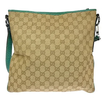 Shop Gucci Gg Pattern Beige Canvas Shoulder Bag ()