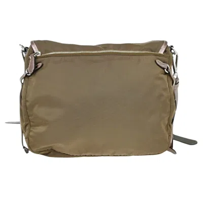 Shop Prada Tessuto Khaki Synthetic Shoulder Bag () In Brown
