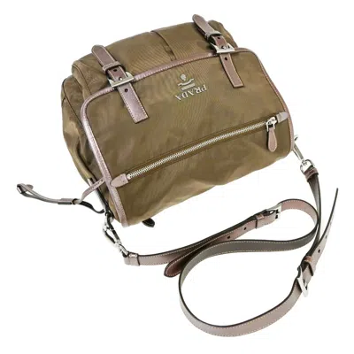 Shop Prada Tessuto Khaki Synthetic Shoulder Bag () In Brown