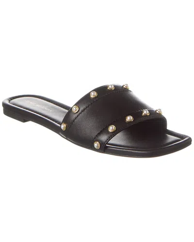 Shop Stuart Weitzman Pearl Slide Leather Sandal In Black