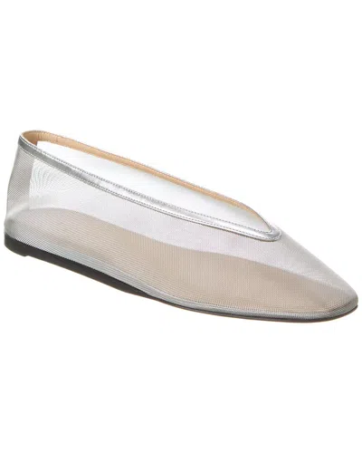 Shop Le Monde Beryl Luna Mesh & Leather Ballerina Flat In Silver