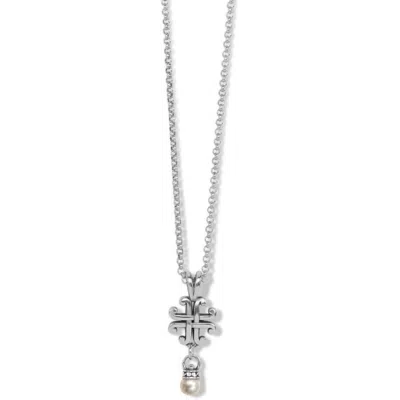 Shop Brighton Women's Taos Pearl Cross Mini Necklace In Silver