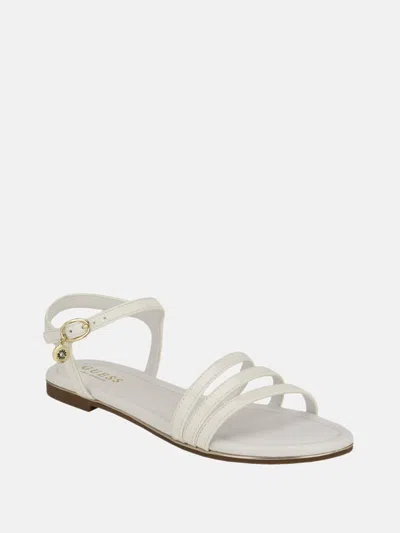Shop Guess Factory Lyndy Patent Faux-leather Sandals In White