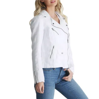 Shop Marrakech Aspen Linen Moto Jacket In White