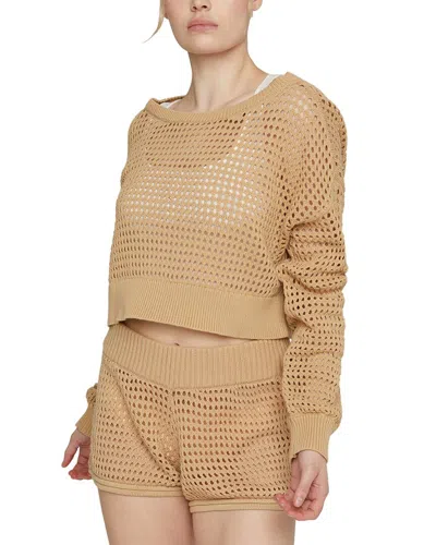 Shop Ivl Collective Knit Mesh Cropped Pullover In Pink