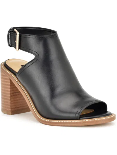 Shop Nine West Womens Faux Leather Open Toe Block Heel In Black