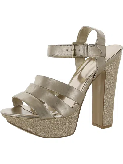 Shop Nine West Nw7intuitive Womens Faux Leather Buckle Heels In Gold