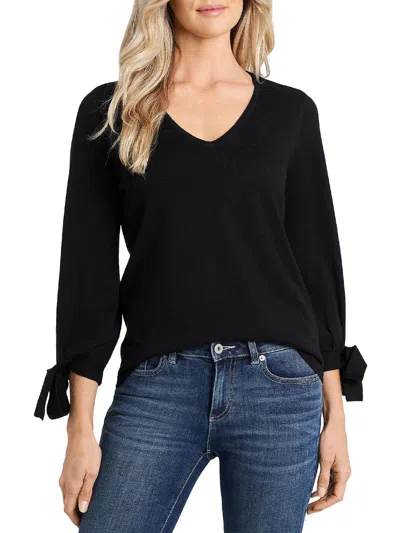 Shop Cece Womens Knit Tie Sleeve V-neck Sweater In Black