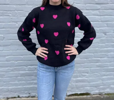 Shop Miss Sparkling I Heart You Sweater In Black