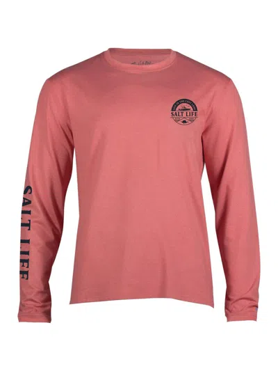 Shop Salt Life Mens Uv Protection Crew Neck Graphic T-shirt In Pink