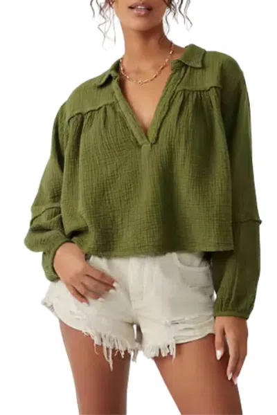 Shop Free People Yucca Double Cloth Top In Avocado Tree In Multi