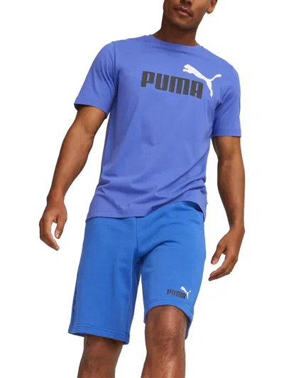 Shop Puma Mens Crewneck Short Sleeve Graphic T-shirt In Blue