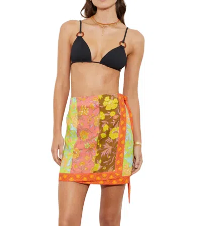 Shop Boteh Alvita Wrap Mini Skirt In Melon Patchwork In Multi