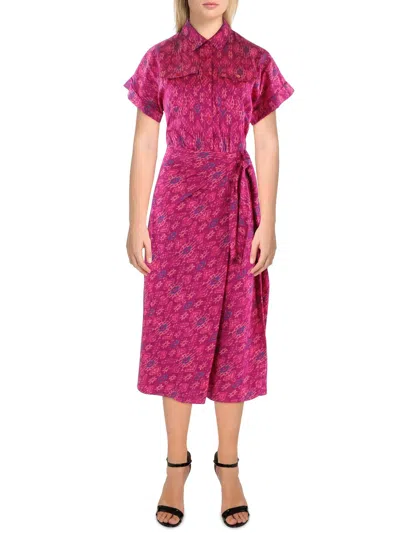 Shop Lauren Ralph Lauren Womens Collar Side Tie Shirtdress In Pink