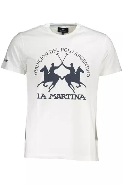 Shop La Martina Elegant Tee With Iconic Men's Print In White