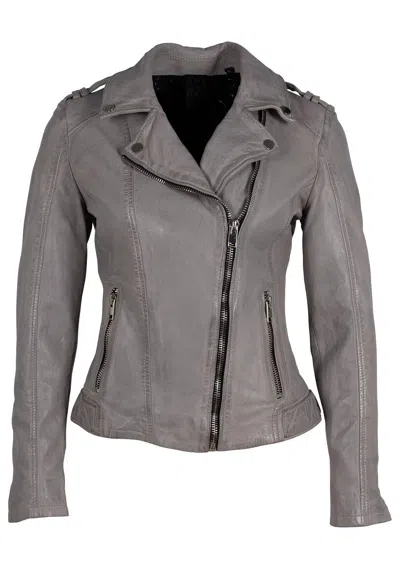 Shop Mauritius Narin Rf Leather Jacket In Light Grey