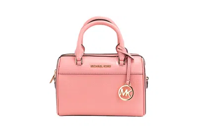 Shop Michael Kors Travel Xs Tea Rose Pebbled Leather Duffle Crossbody Handbag Women's Purse In Multi