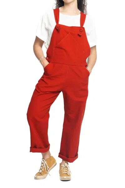 Utility Canvas Tie Overalls In Red In Red