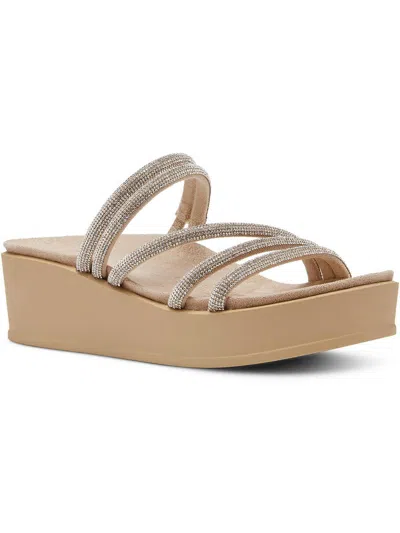 Shop Anne Klein Akvaga Womens Dressy Open Toe Slide Sandals In Brown