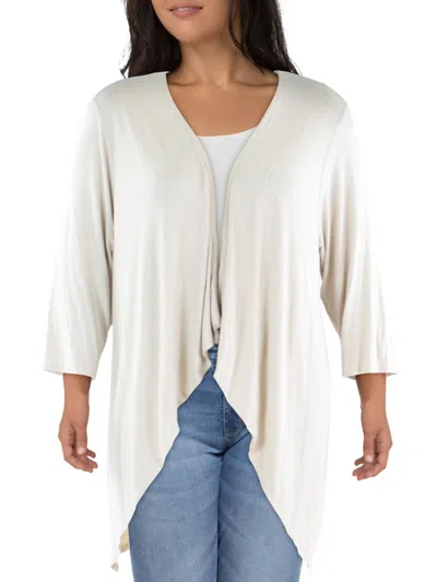 Shop 24seven Comfort Apparel Plus Womens 3/4 Sleeve Cardigan Open-front Blazer In Brown