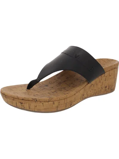Shop Vionic Cameron Womens Cork Thong Wedge Sandals In Black
