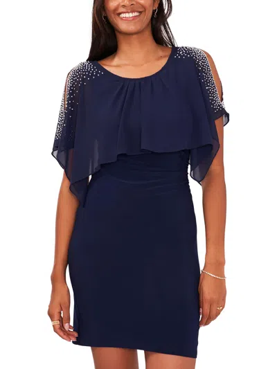 Shop Msk Womens Embellished Short Cocktail And Party Dress In Blue