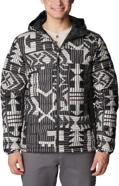 Shop Columbia Powder Lite Hoodie Jacket In 008 - Black Passages Print In Grey